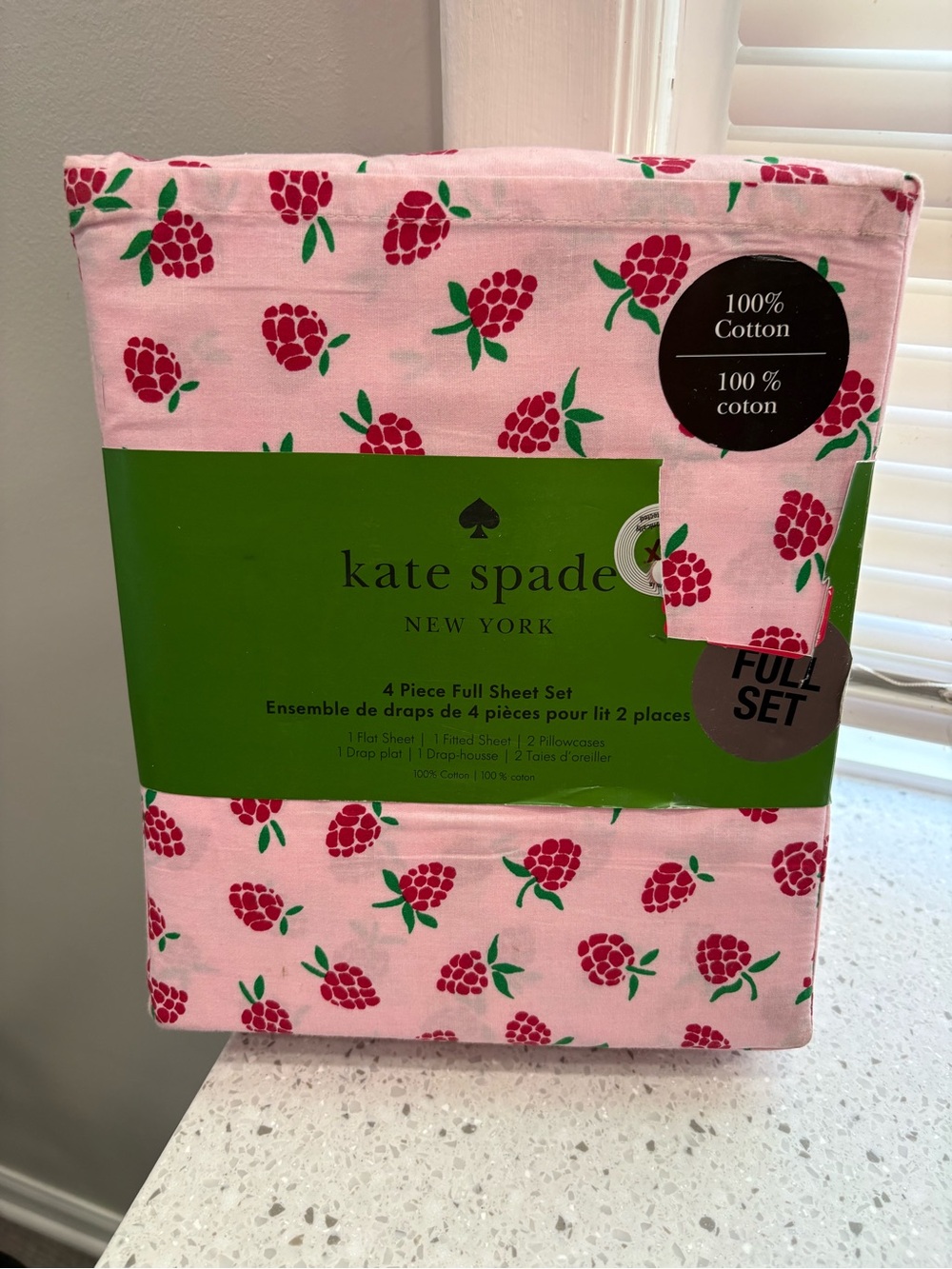 NEW kate spade Pink Raspberry Print Full Sheet Set “Raspberry in Festive Pink”